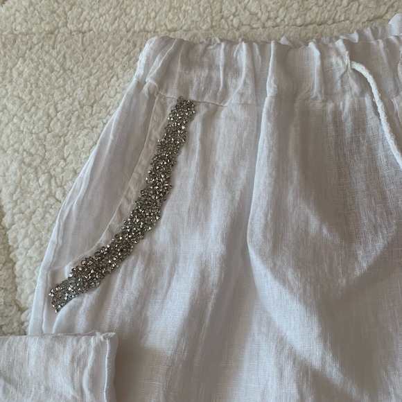 White Linen drawstring pants. - Picture 2 of 5
